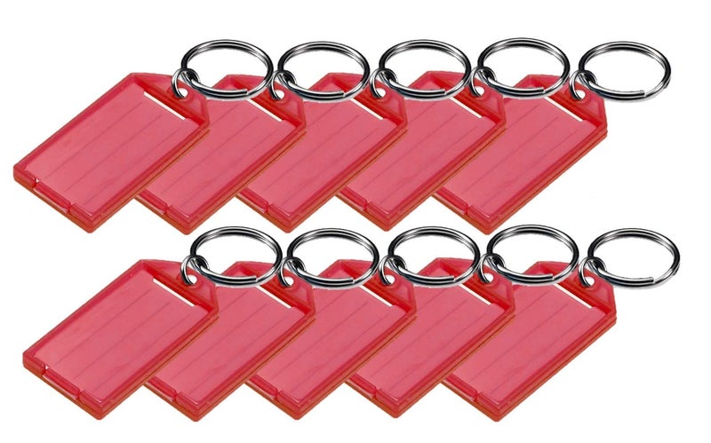 Lucky Line Key Tag with Flap, Split Ring & Paper Insert for Labeling, Key Organization & Identification, 10-Pack, Red (6057010) - Image 1
